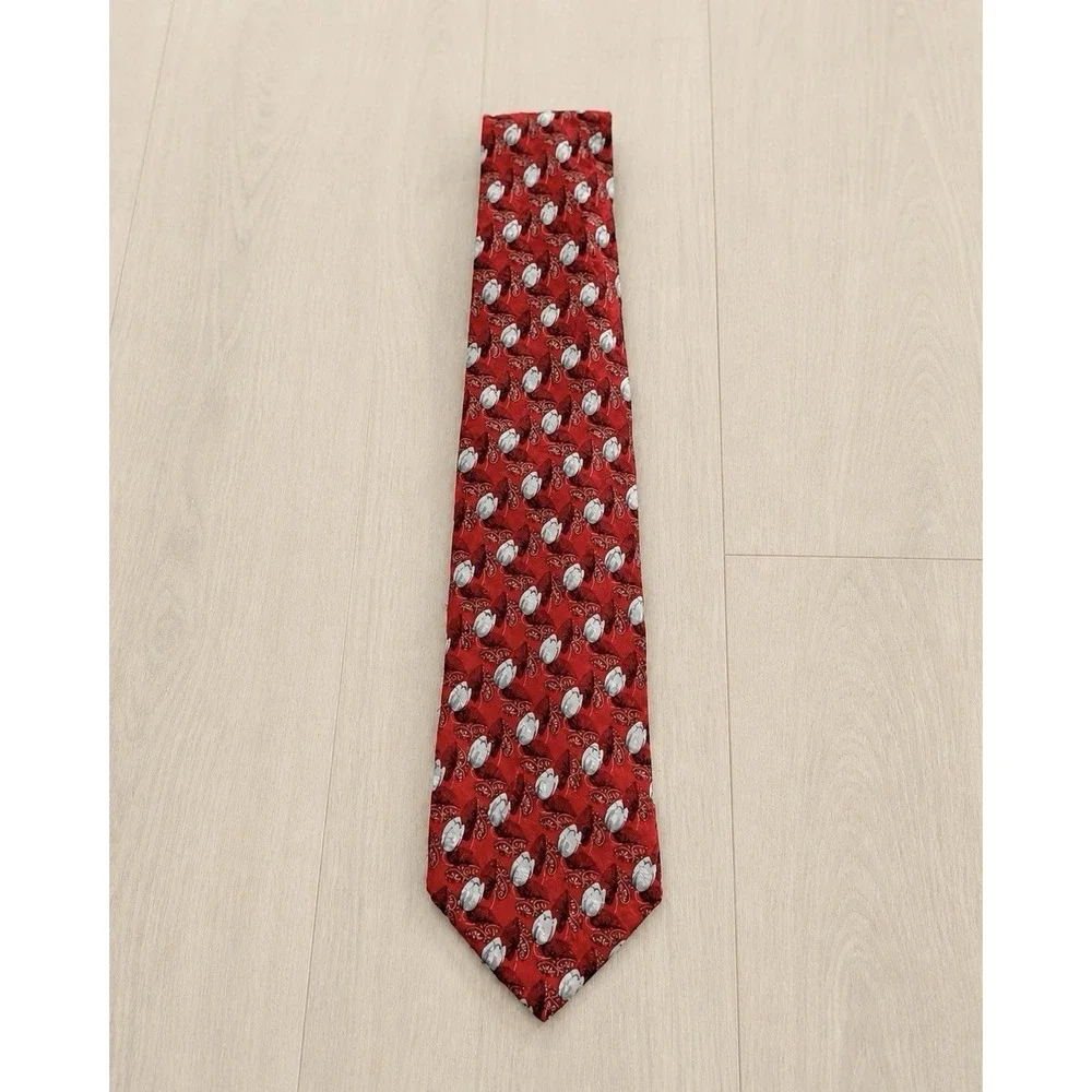Ermenegildo Zegna Red Silk Tie Geometric Medallion Floral Italy Classic Luxury